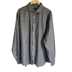 POLO Ralph Lauren Green Plaid Long Sleeve Collared Button Up Shirt XXL 100% Cott
